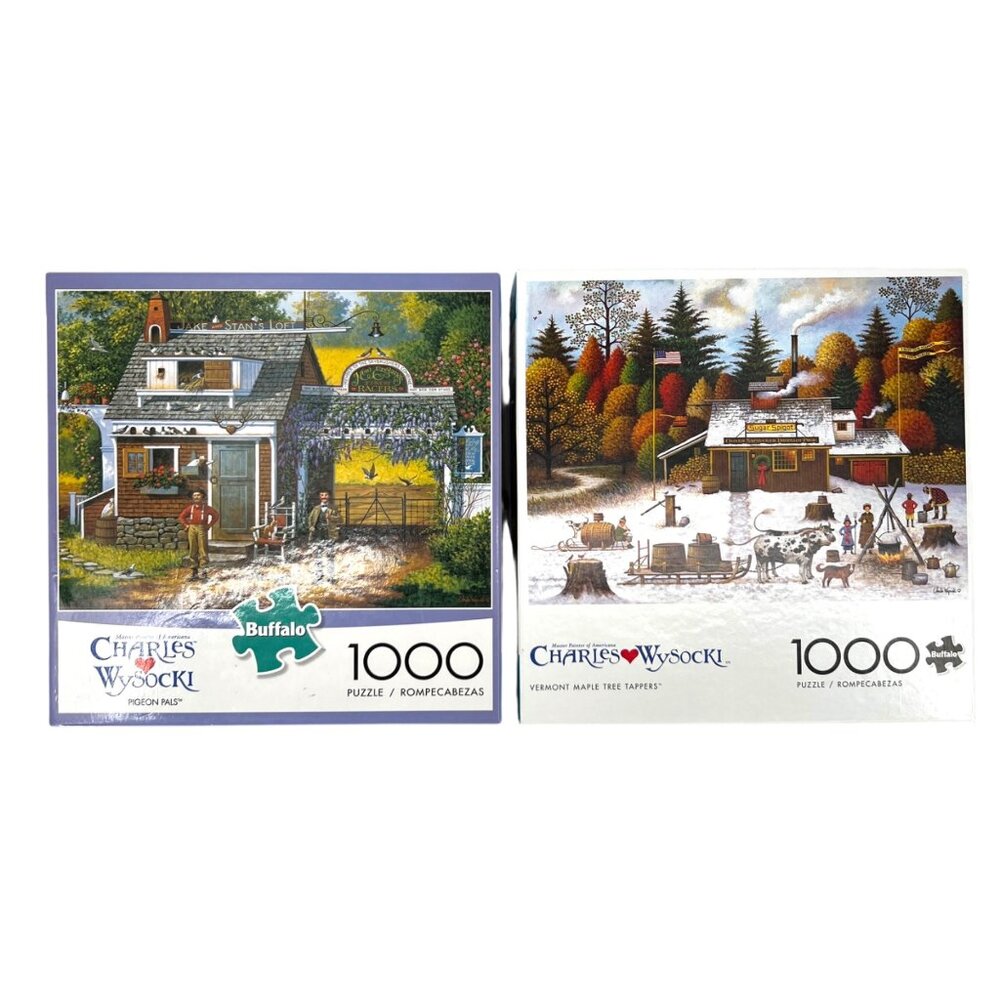 Buffalo Charles Wysocki 1000 Piece Jigsaw Puzzles Two Vermont Maple Pigeon Pals
